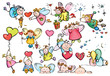 Set of cute angels for design