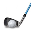 Golf club and ball on white