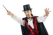 Magician doing tricks on white