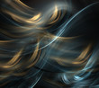 Abstract gold fractal wave on black background