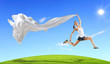 Modern style dancer against blue sky