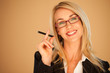 Attractive professional woman smoking