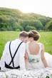 Groom and Bride in a park. 