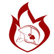 Helmet of the fireman and fire