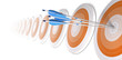Three arrows hitting the objective, reaching goals