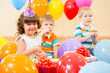 pretty girl  with colorful balloons and gift