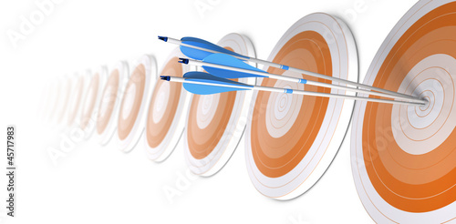 Illustration: Three arrows hitting the objective, reaching goals Three arrows hitting the objective, reaching goals