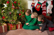 Photo: Sisters at the christmas tree Sisters at the christmas tree