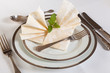 Dinner table with festive napkins