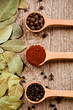 three kinds of pepper and bay leaves