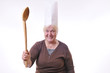 Oma mit Kochlöffel