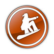 Orange Glossy Button "Snowboarding"