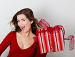 Photo: Woman with a big present Woman with a big present