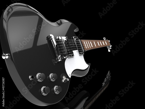 Illustration: Solid Guitar Black Close Up Solid Guitar Black Close Up
