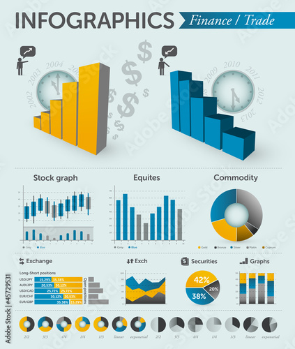 Vector: Finance / Trade infographics - charts, graphs, icons Finance / Trade infographics - charts, graphs, icons