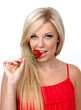 Photo: beautiful sexy blonde girl with red strawberry beautiful sexy blonde girl with red strawberry