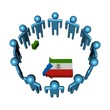 people around Equatorial Guinea map flag illustration
