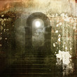 The background of the old masonry and arc with traces of the for