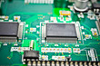 circuit board with electronic components macro background