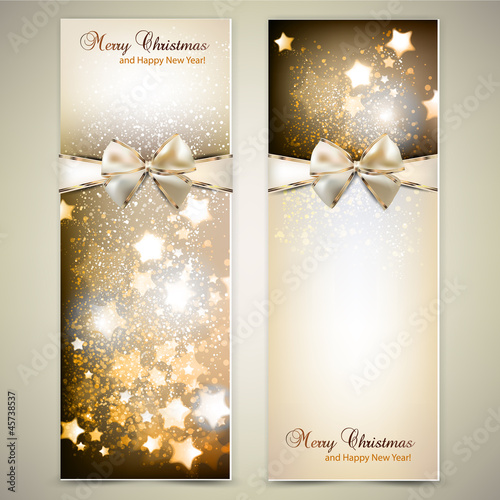 Vector: Greeting cards with white bows and copy space. Vector illustrat Greeting cards with white bows and copy space. Vector illustrat