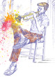trumpeter, hand drawing, this is original sketch