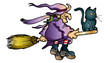 Vector: witch and cat witch and cat