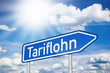 Blaues Schild mit Tariflohn und Sonne