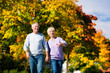 Senioren im Herbst auf Spaziergang in Natur