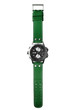 wristwatch with green wristlet isolated on white