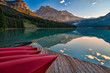Canoe Dock with Mountain Reflection