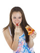 Photo: happy teenage girl eating pizza happy teenage girl eating pizza
