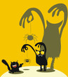 Cute monster, spider and squirrel