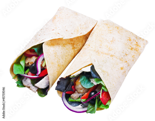 Photo: tortilla with meat and vegetables tortilla with meat and vegetables