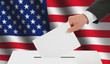 Man's hand down the ballot