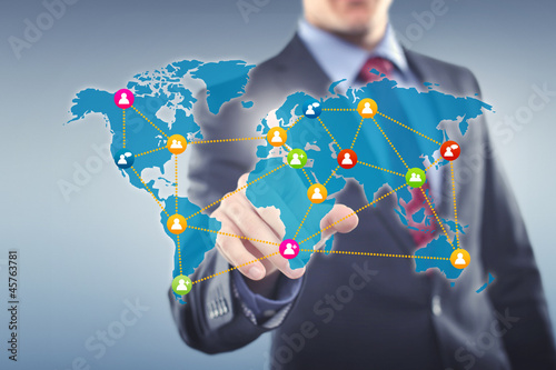 Photo: Man with Touchscreen and Social Network Man with Touchscreen and Social Network