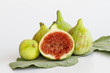 Green figs on fig leaf
