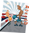 Boxers on a ring. Caricature
