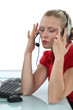 A businesswoman having a headache.