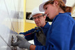 Photo: Electrician and his apprentice Electrician and his apprentice