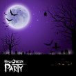 Halloween scary on purple background, vector