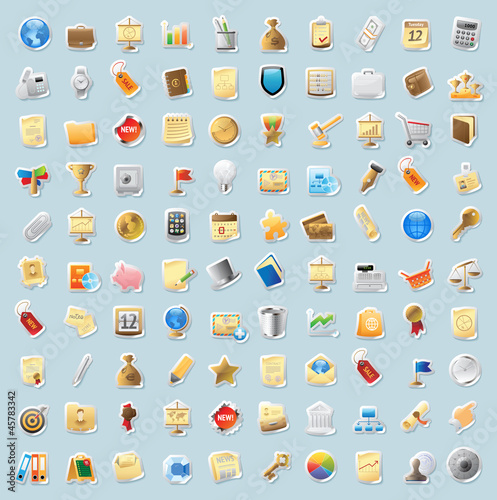 Vector: Sticker icons for business and finance Sticker icons for business and finance
