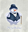 Vintage greeting card with illustration of snowman