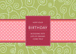Illustration: Birthday card with curls and ribbon with dots Birthday card with curls and ribbon with dots
