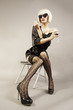 Photo: Attractive blond girl with glass of red wine Attractive blond girl with glass of red wine