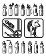 set of different water bottles for sport