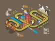 Colorful isometric city,
