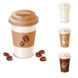 Set of takeaway coffee cups
