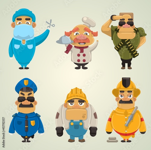 Vector: set of cute characters, occupations icons, vector set of cute characters, occupations icons, vector