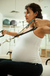 Pregnant lady doing pilates