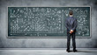 Business person against the blackboard